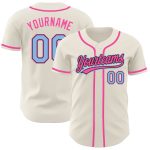 Personalized Authentic Baseball Jersey in Cream, Light Blue, Black and Pink Personalized Cream Light Blue Black-Pink Authentic