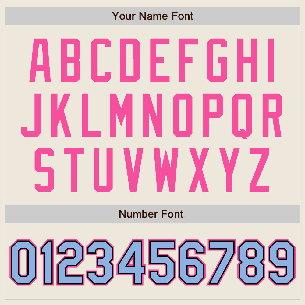 Personalized Cream Light Blue Black-Pink Bomber Full-Snap Varsity Letterman Jacket Personalized Light Blue Cream Black Pink Varsity Letterman Bomber Jacket Full-Snap Personalized Cream Light Blue Black-Pink - Image 7