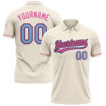 Custom Light Blue Black-Pink Vapor Golf Polo Shirt for Team with Personalized Name and Number Personalized Cream Light Blue