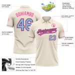 Custom Light Blue Black-Pink Vapor Golf Polo Shirt for Team with Personalized Name and Number Personalized Cream Light Blue