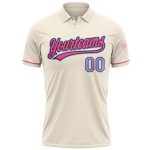Custom Light Blue Black-Pink Vapor Golf Polo Shirt for Team with Personalized Name and Number Personalized Cream Light Blue