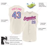 Personalized Cream Light Blue Baseball Jersey - Black-Pink Sleeveless Design Personalized Cream Light Blue Black-Pink Sleeveless