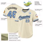 Personalized Cream Light Blue Black Baseball Jersey - Throwback Style Jersey Personalized Cream Light Blue-Black Throwback