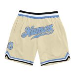 Personalized Light Blue Black Basketball Shorts for Men - Throwback Style Personalized Cream Light Blue-Black Throwback Basketball