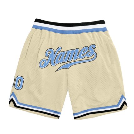 Personalized Light Blue Black Basketball Shorts for Men - Throwback Style Personalized Cream Light Blue-Black Throwback Basketball