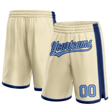 Custom Team Name Number Basketball Shorts in Personalized Cream Light Blue Navy Personalized Cream Light Blue-Navy Authentic