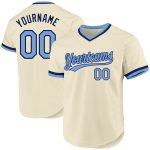 Customizable Light Blue Navy Baseball Jersey with Personalized Name and Number - Authentic Throwback Style Personalized Cream