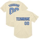 Personalized Light Blue Navy Mesh Throwback Baseball Jersey for Men Personalized Cream Light Blue-Navy Mesh Throwback Baseball