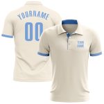 Personalized Light Blue Performance Golf Polo Shirt for Men and Women Personalized Cream Light Blue Performance Golf Polo
