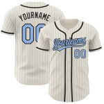 Custom Name and Number Authentic Baseball Jersey in Cream Light Blue Pinstripe - Personalized Team Apparel Personalized Cream
