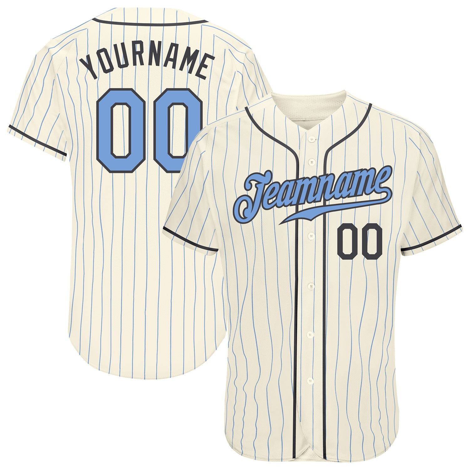Custom Fathers Day Baseball Jersey - Personalized Light Blue Pinstripe with Name & Number - Authentic Team Style Personalized
