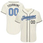 Personalized Fathers Day Baseball Jersey Light Blue Steel Gray Pinstripe Personalized Cream Light Blue Pinstripe Light Blue-Steel