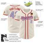 Personalized Custom Name and Number Baseball Jersey in Cream Light Blue-Red Authentic Design Personalized Cream Light Blue-Red