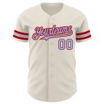 Personalized Light Blue Red Baseball Jersey for Kids - Custom Cream Baseball Shirt Personalized Cream Light Blue-Red Baseball