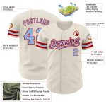Personalized Light Blue Red Baseball Jersey for Kids - Custom Cream Baseball Shirt Personalized Cream Light Blue-Red Baseball