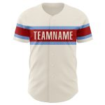 Personalized Light Blue Red Baseball Jersey for Kids - Custom Name 3 Personalized Cream Light Blue-Red Baseball Jersey 3