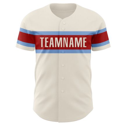 Personalized Light Blue Red Baseball Jersey for Kids - Custom Name 3 Personalized Cream Light Blue-Red Baseball Jersey 3