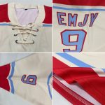 Personalized Light Blue Red Hockey Jersey with Lace Neck - Customizable Sports Apparel Personalized Cream Light Blue-Red