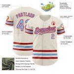 Personalized Light Blue Red Line Baseball Jersey for Men and Women Personalized Cream Light Blue-Red Line Baseball Jersey