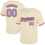 Personalized Light Blue Red Mesh Baseball Jersey - Throwback Style Personalized Cream Light Blue-Red Mesh Throwback Baseball
