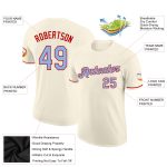 Custom Team T-Shirt with Name and Number - Personalized Light Blue-Red Performance Tee Personalized Cream Light Blue-Red