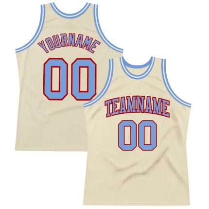 Personalized Light Blue Red Throwback Basketball Jersey for Men Personalized Cream Light Blue-Red Throwback Basketball Jersey