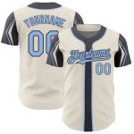 Custom Authentic Baseball Jersey Personalized in Cream Light Blue and Steel Gray with Team Name and Number - 3 Colors Available