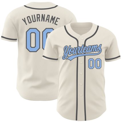 Custom Baseball Jersey with Personalized Name and Number - Cream Light Blue & Steel Gray Authentic Team Gear Personalized