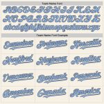 Custom Name and Number Personalized Baseball Jersey in Cream Light Blue and Steel Gray - Authentic Sleeveless Design Personalized