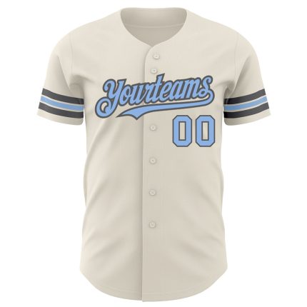 Personalized Light Blue and Steel Gray Baseball Jersey for Men and Women Personalized Cream Light Blue-Steel Gray Baseball