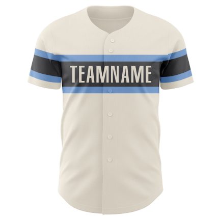 Personalized Light Blue Steel Gray Baseball Jersey - Custom Cream Jersey 3 Personalized Cream Light Blue-Steel Gray Baseball