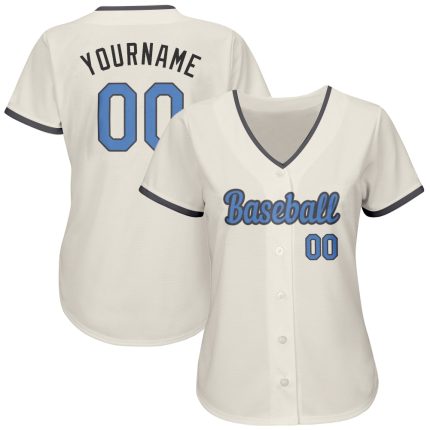 Personalized Fathers Day Baseball Jersey in Cream Light Blue and Steel Gray Personalized Cream Light Blue-Steel Gray Father's