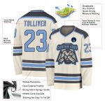 Personalized Light Blue and Steel Gray Hockey Jersey - Custom/Fun Athletic Wear Personalized Cream Light Blue-Steel Gray
