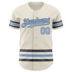 Custom Name and Number Authentic Baseball Jersey in Cream Light Blue and Steel Gray - Personalized Team Jersey Personalized