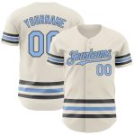Custom Name and Number Authentic Baseball Jersey in Cream Light Blue and Steel Gray - Personalized Team Jersey Personalized