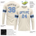 Personalized Light Blue and Steel Gray Long Sleeve Performance T-Shirt Personalized Cream Light Blue-Steel Gray Long Sleeve