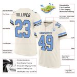 Personalized Custom Football Jersey with Name & Number - Cream Light Blue & Steel Gray Mesh Personalized Cream Light Blue-Steel