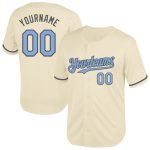 Custom Name Number Personalized Baseball Jersey Light Blue Steel Gray Mesh Authentic Throwback Personalized Cream Light Blue-Steel