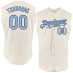 Personalized Cream Light Blue Steel Gray Baseball Jersey for Men and Women, Sleeveless Design Personalized Cream Light Blue-Steel