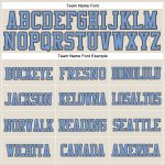 Custom Name and Number Knit Hat in Cream, Light Blue & Steel Gray - Personalized Stitched Cuffed Beanie Personalized Cream