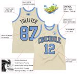 Personalized Light Blue Steel Gray Basketball Jersey - Throwback Style Personalized Cream Light Blue-Steel Gray Throwback