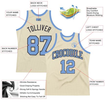 Personalized Light Blue Steel Gray Basketball Jersey - Throwback Style Personalized Cream Light Blue-Steel Gray Throwback