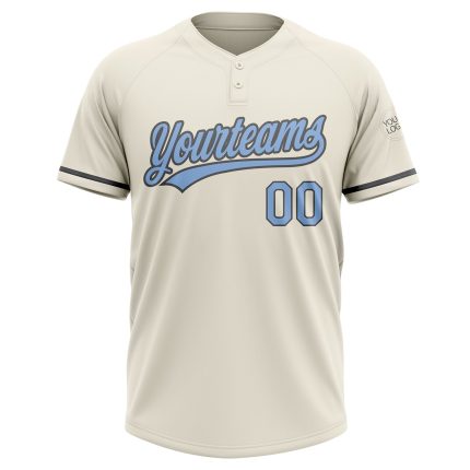 Custom Name and Number Softball Jersey for Teams - Personalized Light Blue and Steel Gray Two-Button Unisex Design Personalized