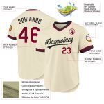 Personalized Maroon Black Throwback Baseball Jersey for Men and Women Personalized Cream Maroon-Black Throwback Baseball