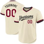 Personalized Maroon Black Throwback Baseball Jersey for Men and Women Personalized Cream Maroon-Black Throwback Baseball