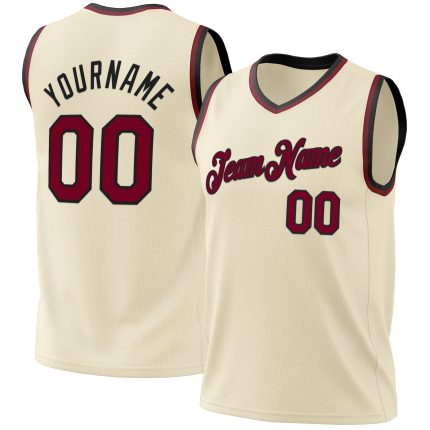 Personalized Maroon Black Throwback Basketball Jersey for Men and Women Personalized Cream Maroon-Black Throwback Basketball