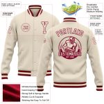 Personalized Maroon Cream Varsity Letterman Bomber Jacket Full-Snap Personalized Cream Maroon Bomber Full-Snap Varsity Letterman