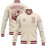 Personalized Maroon Cream Varsity Letterman Bomber Jacket Full-Snap Personalized Cream Maroon Bomber Full-Snap Varsity Letterman