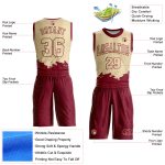 Personalized Maroon Round Neck Basketball Jersey | Color Splash Sublimation Suit Personalized Cream Maroon Color Splash Round