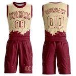 Personalized Maroon Round Neck Basketball Jersey | Color Splash Sublimation Suit Personalized Cream Maroon Color Splash Round
